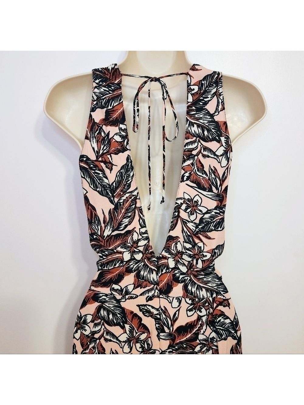 Zara Woman Peach Black Floral Print Romper X Small - Picture 7 of 12
